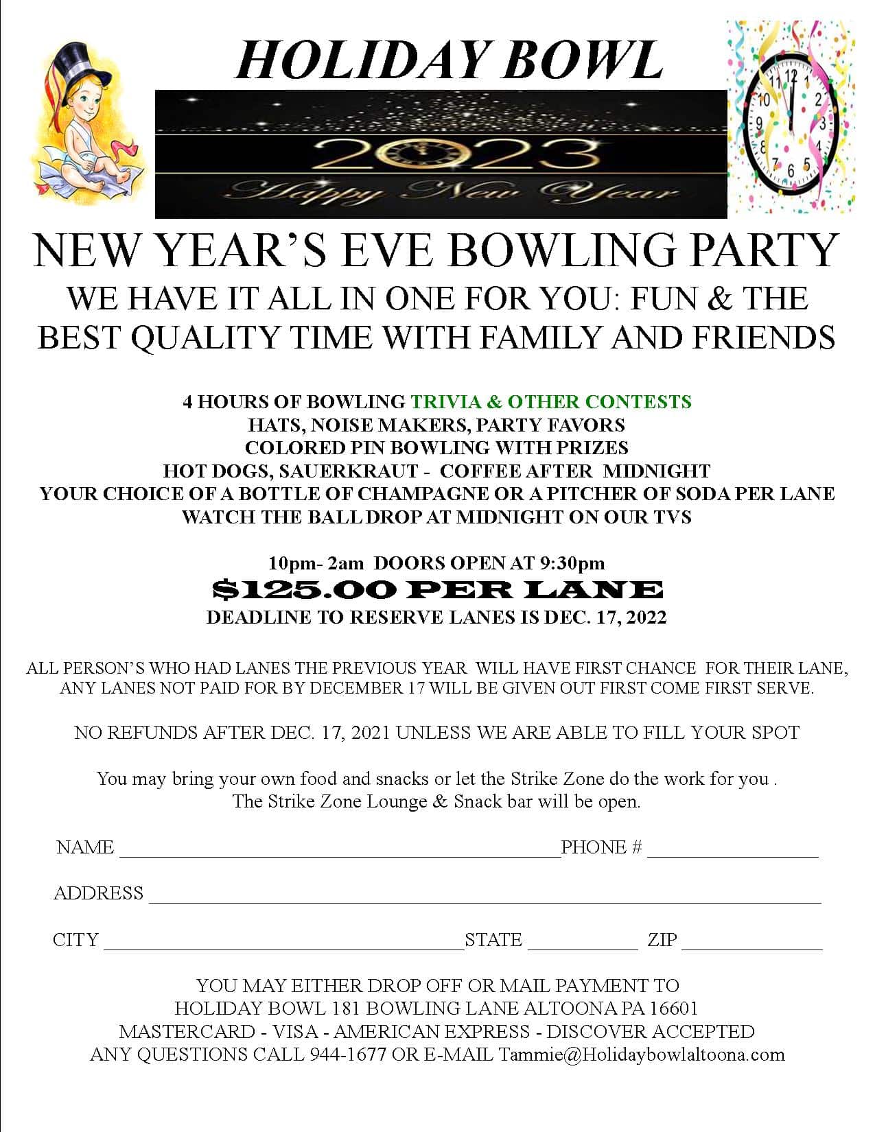 Holiday Bowl New Year’s Eve Party | 10pm to 2am